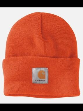 Carhartt® A18 Ribbed Knit Beanie, Unisex Poodle Beanie, Rust Orange Used Exc